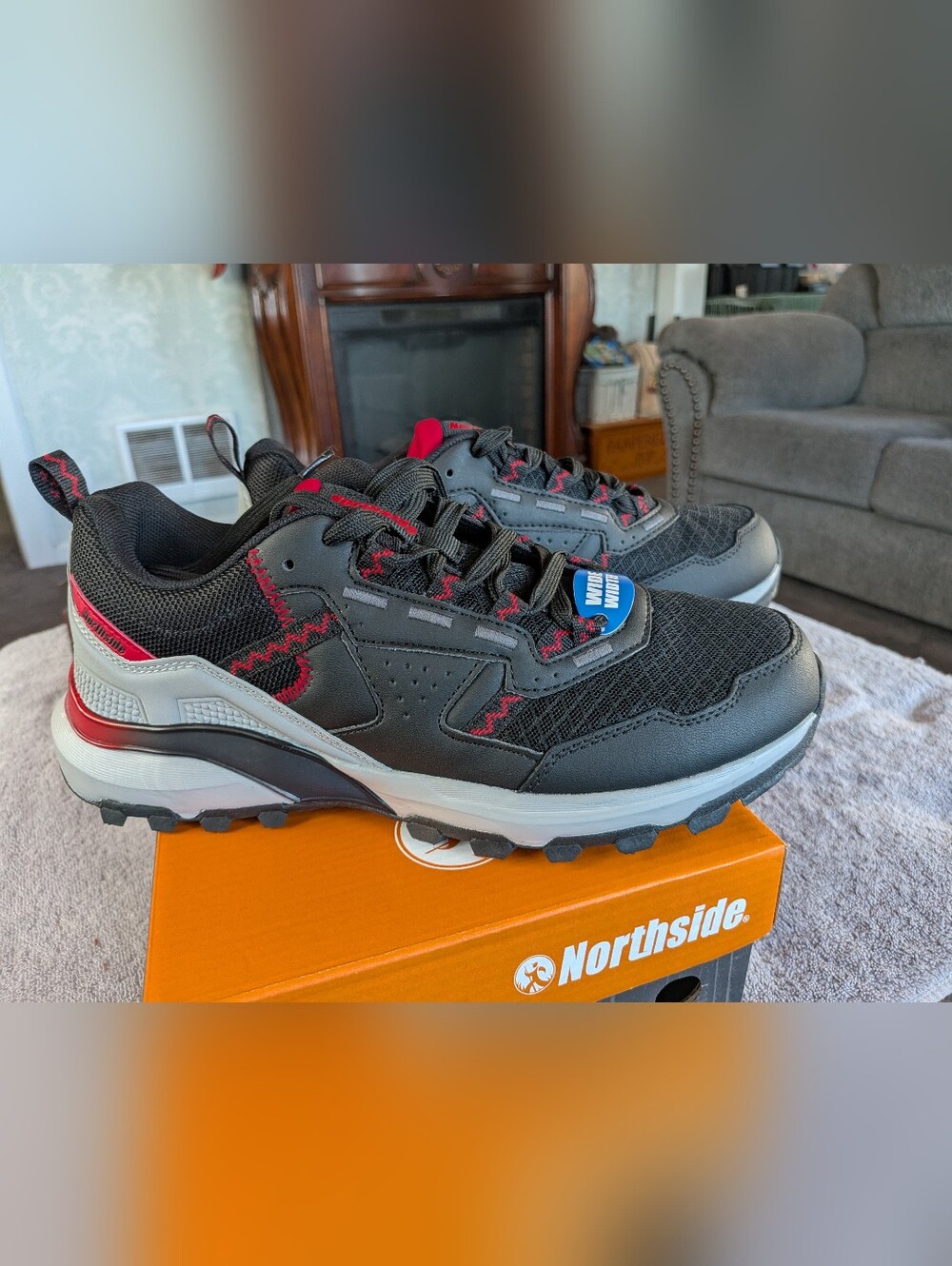 Northside Men's Black with Red Accent Trail Runners wide Width 8.5 OR 9.5